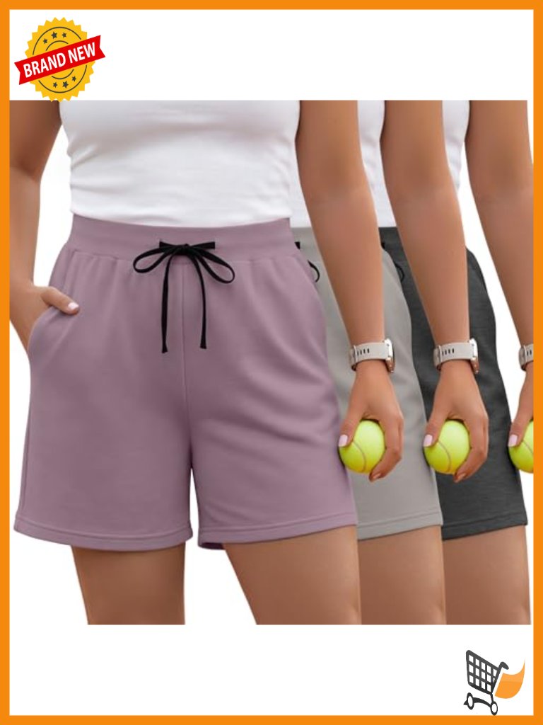 3 Pack Plus Size Wide Leg Drawstring Shorts With Pockets Athletic Workout Lounge